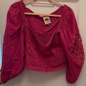 Farm Rio Hot Pink Embroidered Women's Top